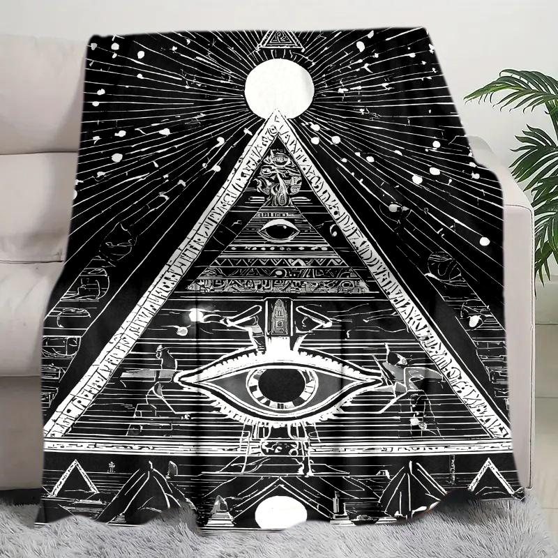 1PC All-Seeing Eye theme printed blanket, all season lightweight home office outdoor nap multifunctional blanket A9