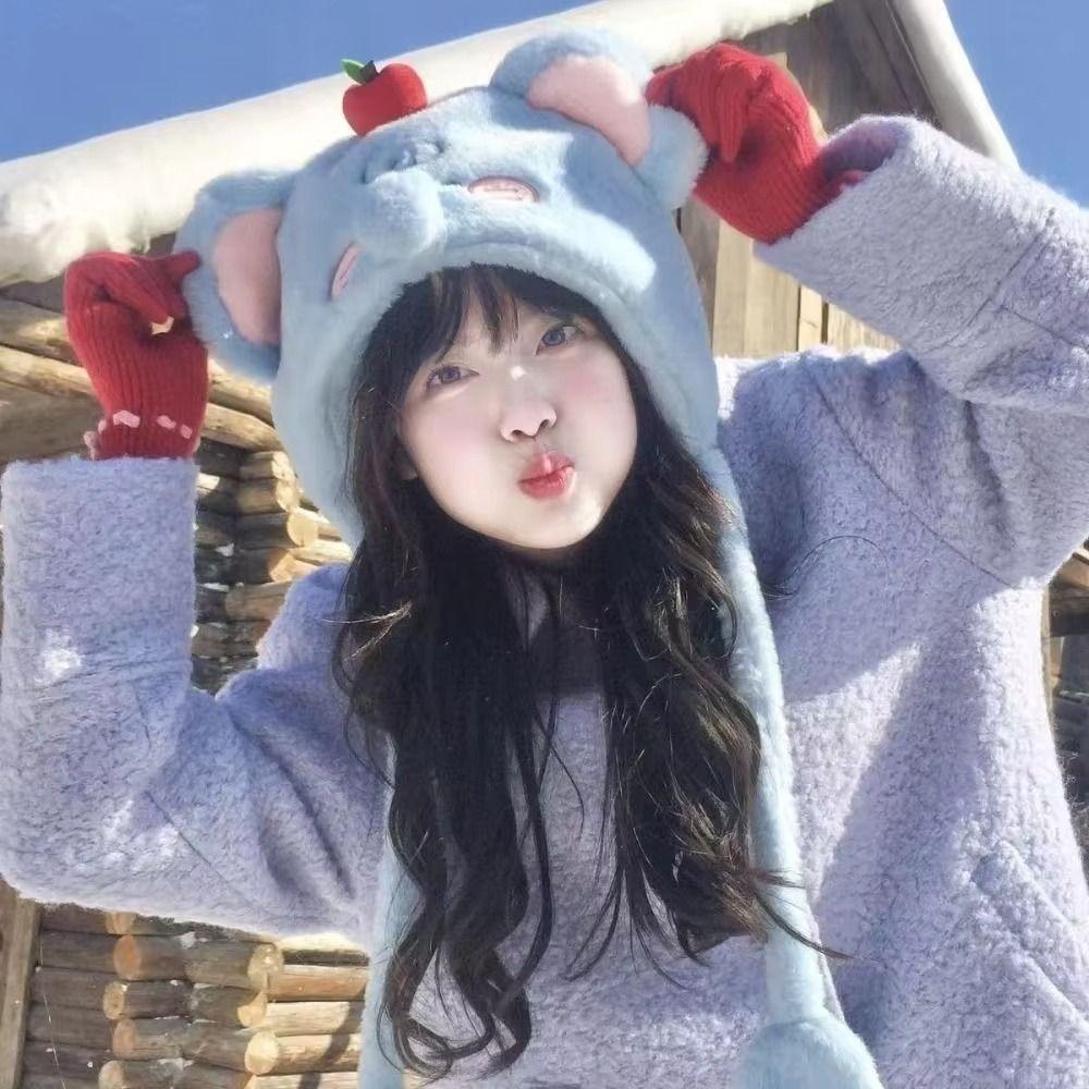 Koreansk Stil Ørebeskyttelse Hat Sød Plys Hue Mode Elefant Varm Hat Udendørs