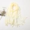 Korean Autumn and Winter Long Thickened Cotton Solid Color Lace Scarf Elegant Tassel Cotton Linen Decorative Scarf