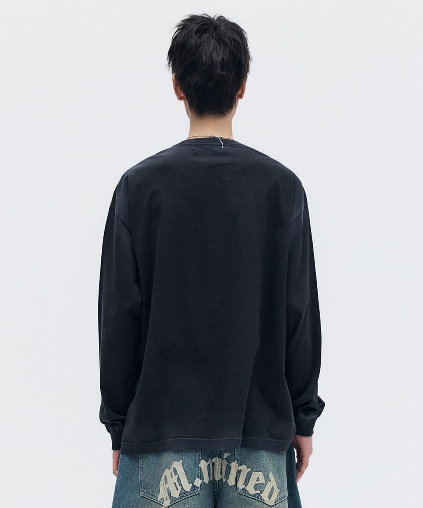 MAISON MINED Celtic Cross Long Sleeve Washed Black