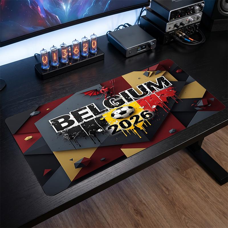 Belgium Football Crest Mouse Pad, Extended Non Slip Rubber Desk Mat for Gaming Office Laptop Fan Gift