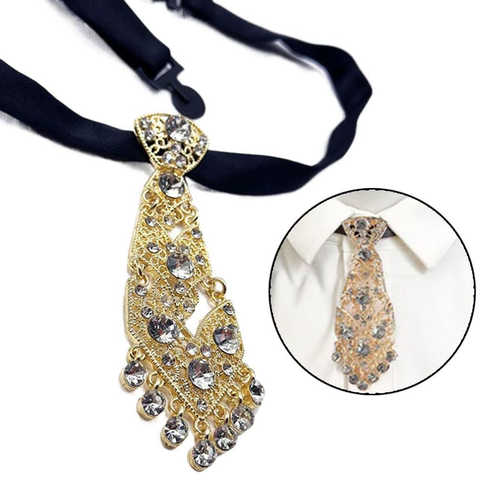 Special Adjustable Rhinestone Tie Short Length Shining Crystal Neckties Fashion Sparkle Costume Tie Wine Party