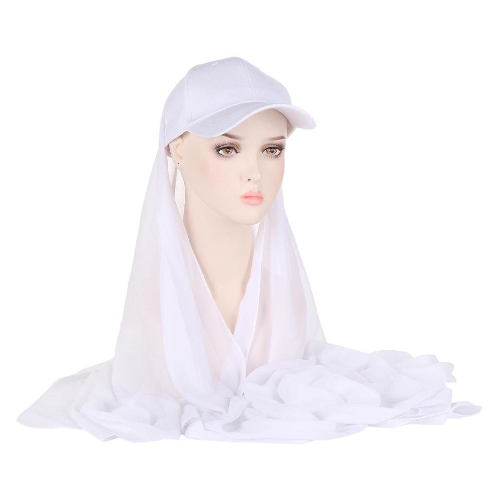 Solid Color Pearl Scarf & Cotton Baseball Cap Set