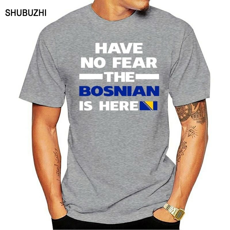 

Bosnian Here Bosnia & Herzegovina Pride Funny Flag T Shirt Cotton For Man Shirts 4XL