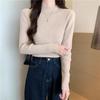 Spring and Autumn Winter Long Sleeve Sweater Women's Interior Tailored Bottom Shirt Half High Collar Korean Edition Knitted Shirt Women's Top