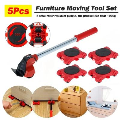 5 Stück/Set Schwerlast Möbelheber Beweger Set, Rolle mit Rädern, Hebe Bewegen Transport Helfer Werkzeug für Heimmöbel