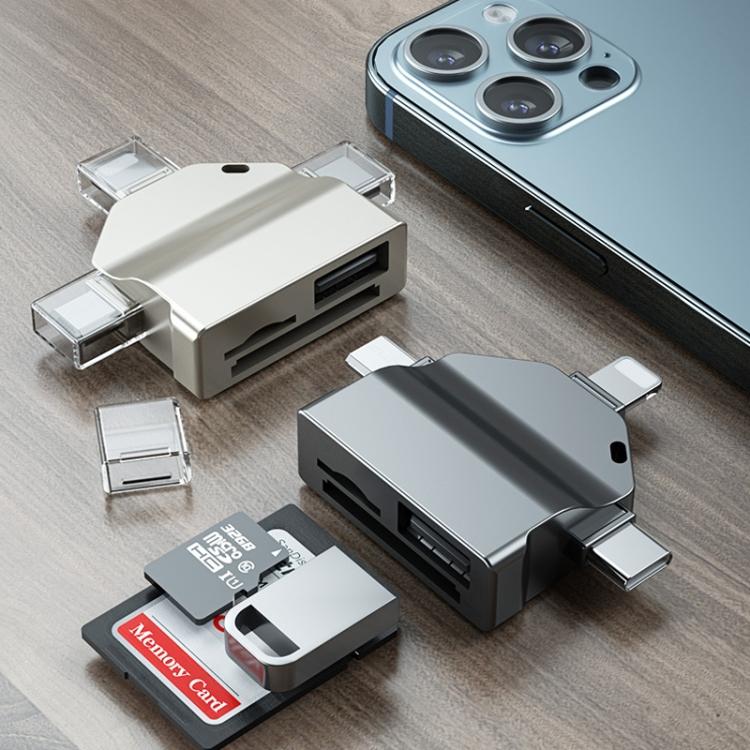 

Многофункциональное устройство чтения карт OTG 7 в 1 для iPhone/телефонов Android/Huawei/ноутбуков PF-70 Black чёрный