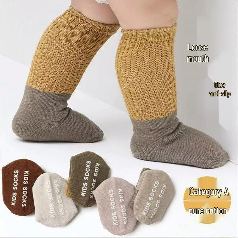 Newborn Mid-Calf Non-Slip Breathable Cotton Socks for Boys and Girls - Spring & Autumn