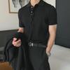 Men's Trendy Korean Style Polo Shirt - Casual Summer Solid Color, Textured, Knitted Short-Sleeve T-Shirt