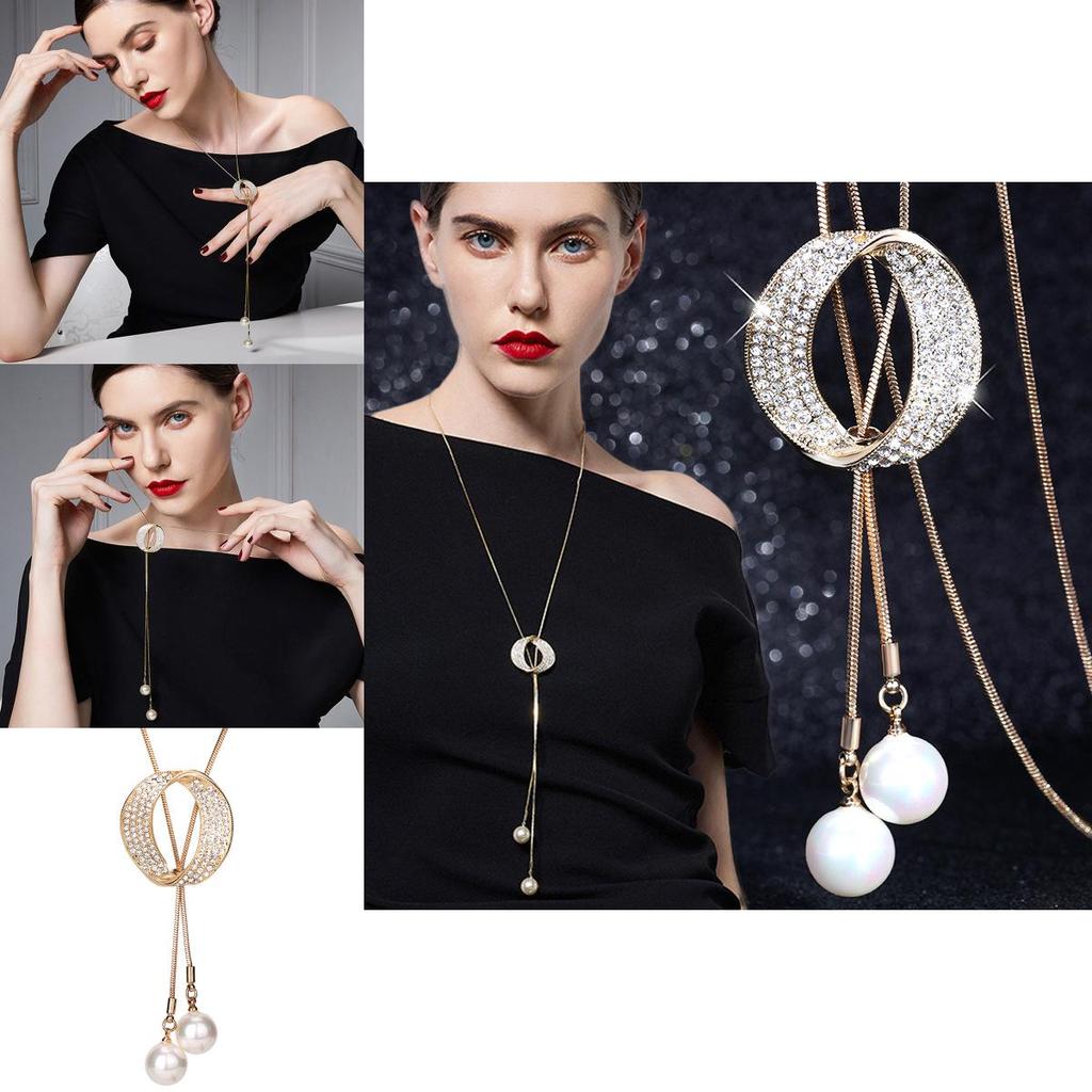 Simple And Stylish Women's Sweater Chain Necklace With Decorative Pendant Jewelry