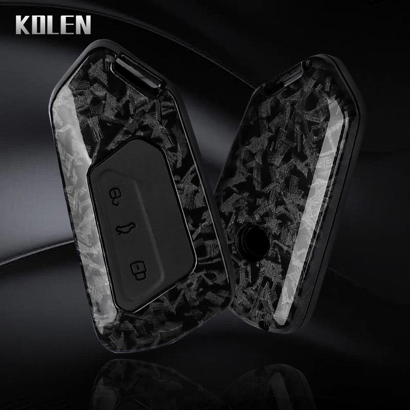 Abs Carbon Fiber Car Key Case Cover For Vw Volkswagen Golf 8 Mk8 Skoda Octavia A8 Seat Leon Mk4 Camouflage