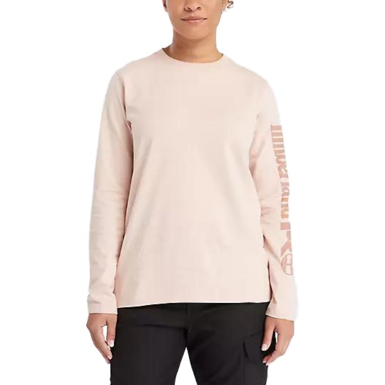 Timberland Loose Fit Round Neck Long Sleeve T-Shirt Women tops Pink A6D8J-662
