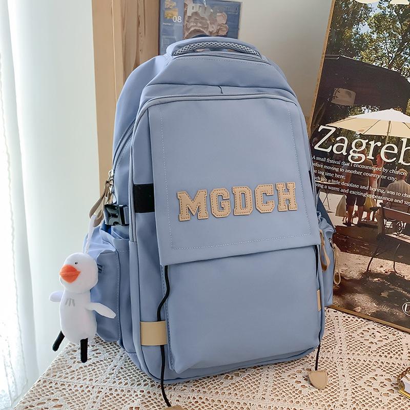 College Student Burgundy Large Capacity Girl Letters Backpack Middle School Student Backpack