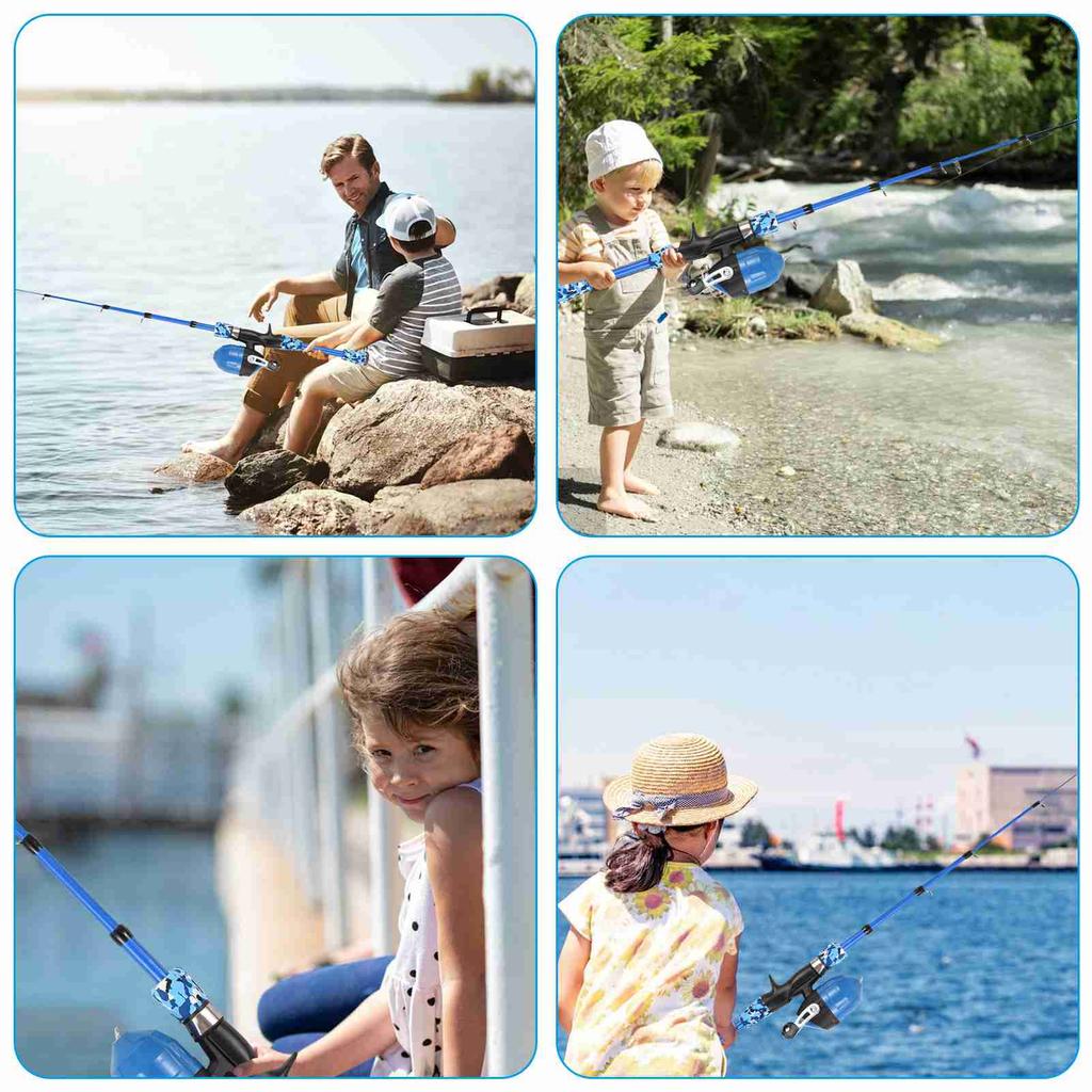 Kids Fishing Pole Telescopic Fishing Rod and Reel Combo Kit with Fishing Lures Fishing Lines Fishing Hooks