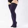 Thigh High Socks Women Plus Size Stockings Oversized Ladies Knee Sock Large Big Long White Socks Black Striped 3Xl