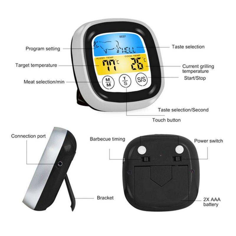 Real Time Reading Digital Meat Thermometer LCD Display 40 Inch Probe For Cooking Oven Barbecue