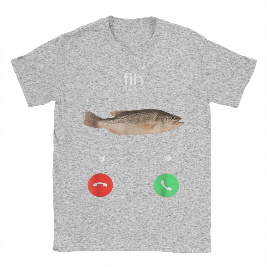 Men's T-Shirts Fih Calling Remind Me Message Decline Accept Phone Call Fish Awesome Tees Short Sleeve T Shirts Women Clothing