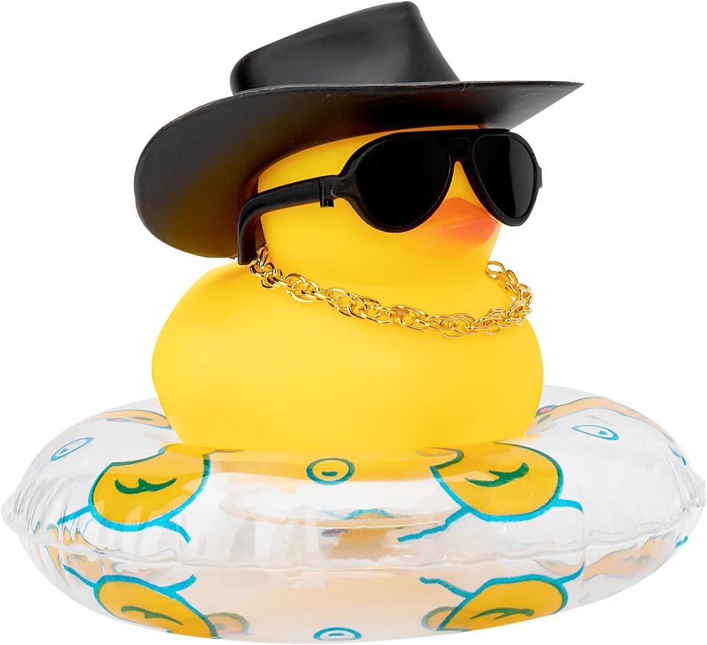 Car Rubber Duck Dashboard Yellow Duck Decoration For Car Dashboard Decorations Duck Toy With Swim Ring