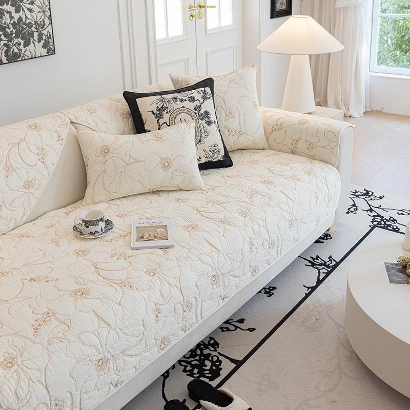 Nordic Washed Cotton Sofa Cushion Modern Seat Cushion Bed & Breakfast Non-Slip Jacquard Sofa Cover Four Seasons Universal Cover Cloth