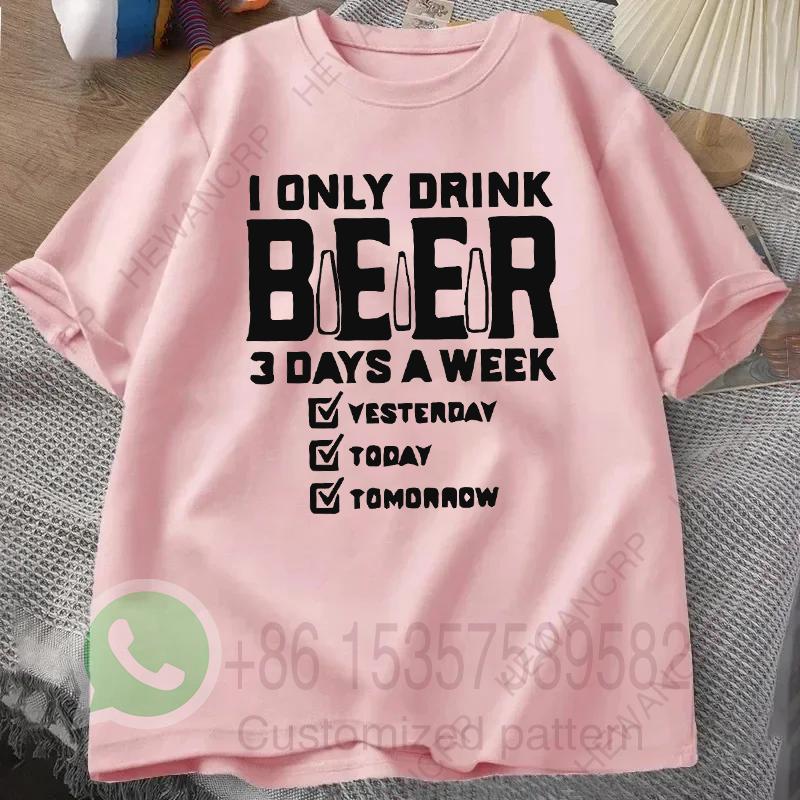 Ich trinke nur 3 Tage die Woche Bier Herren Trainingsanzug T-Shirt Baumwolle Lässig Sportbekleidung Rundhals Pullover Kurzarm Sommer Streetwear
