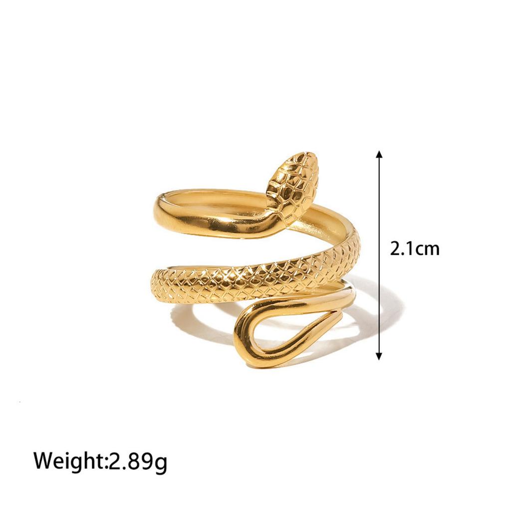 Retro Real Gold Plated 304 Stainless Steel Open Snake Animal Wrap Rings Unisex Party For Women Men Party Gifts, 1 Piece