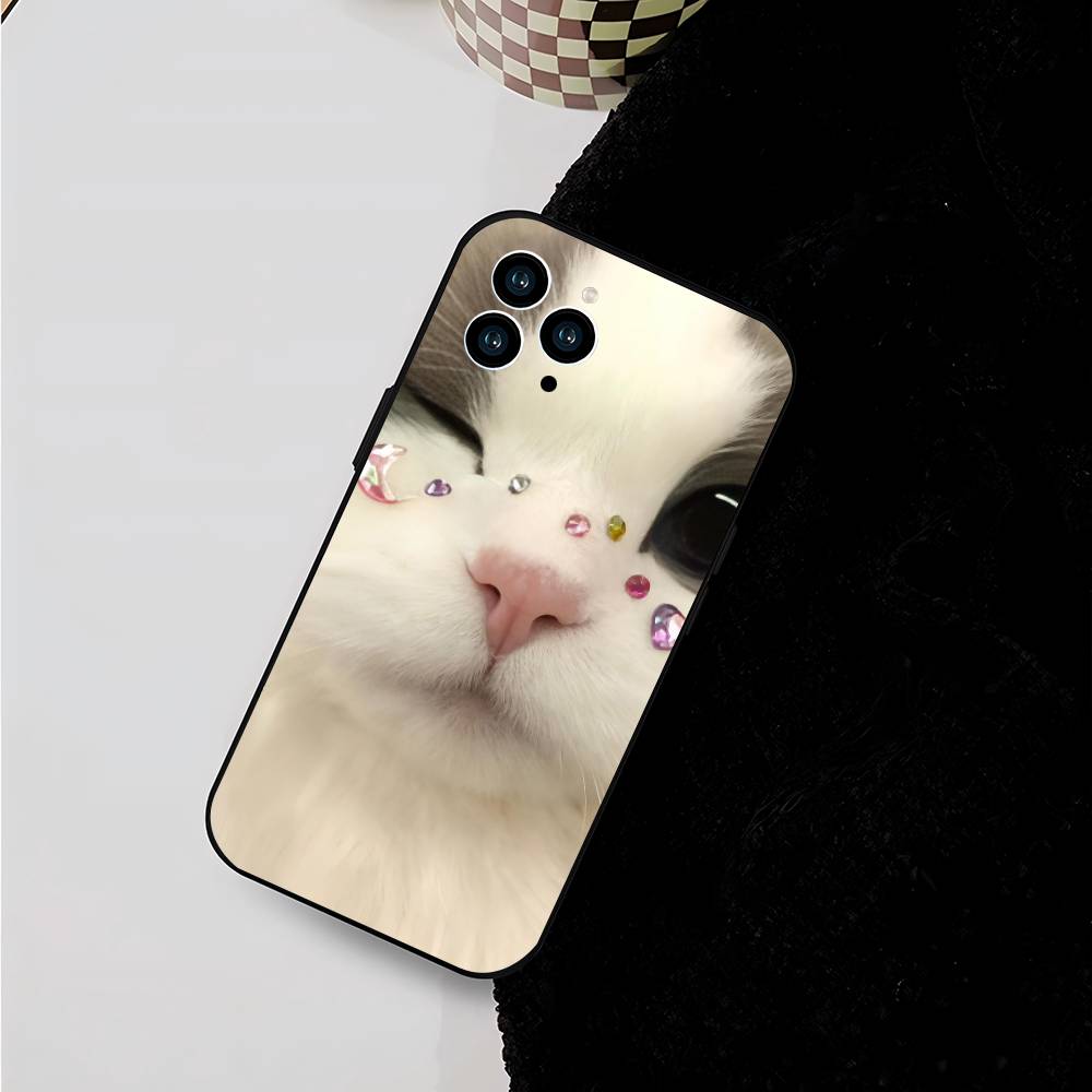 Cute Cat Phone Case For IPhone 17 Air 16 15 14 13 Pro Max 11 12 Black Silicone Cover