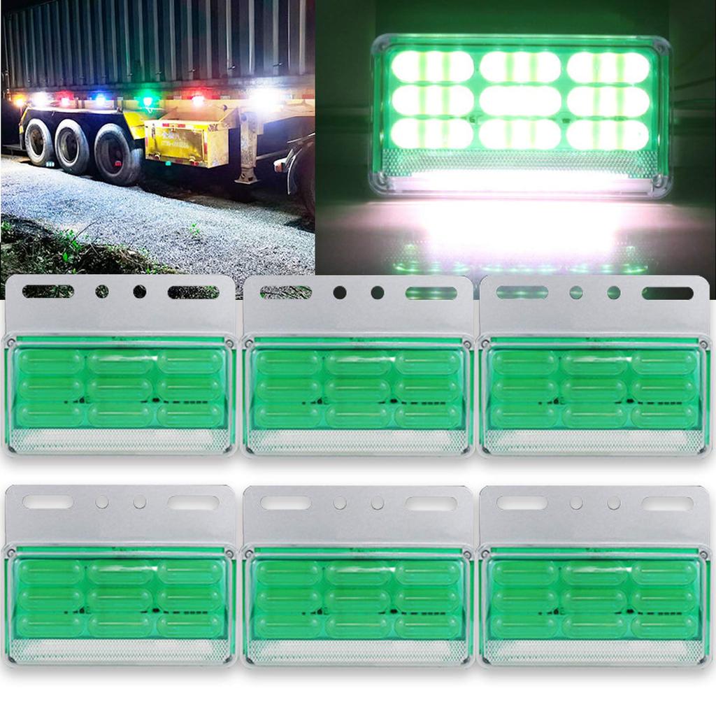 AUTOYUZU Side Marker Roadside Downlights with Turn Signal COB DC24V for Screws and Nuts Set of 6 Lamps, Lights, Function, 49-Piece Chip, Square,
