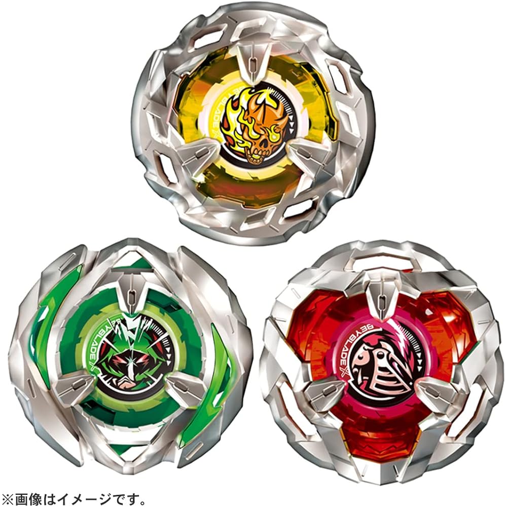 Takara Tomy Beyblade X BX-08 3-on-3 Deck Set with Battle Tops and Launchers