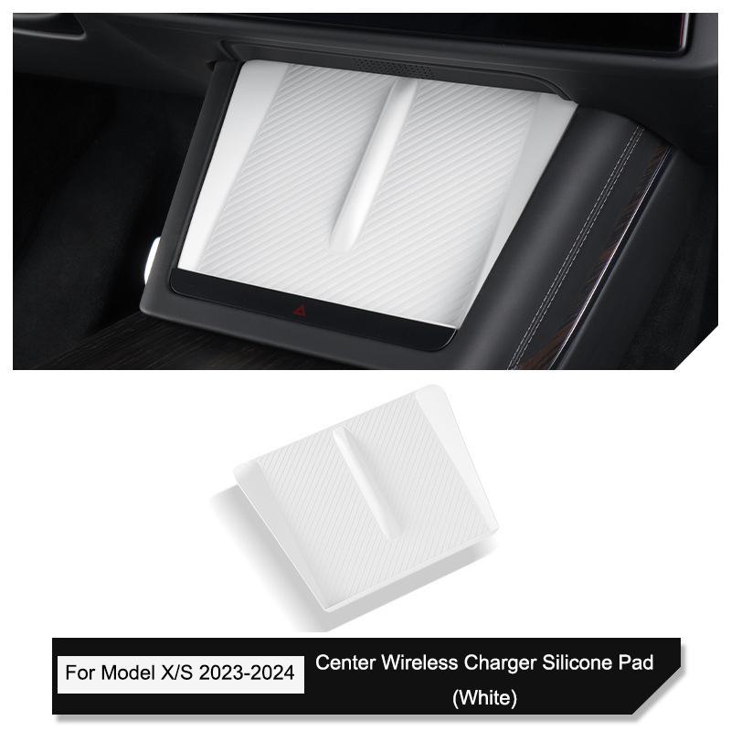 For Tesla Model 3/Y/X/S 2021-2024 Central Control Wireless Charging Silicone Pad Non-slip Pad Dust-Proof Charger Protect Cover