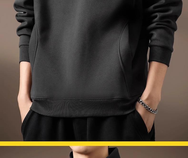 Men's Retro Heavyweight Half-Zip Stand Collar Plus Size Velvet Hoodie