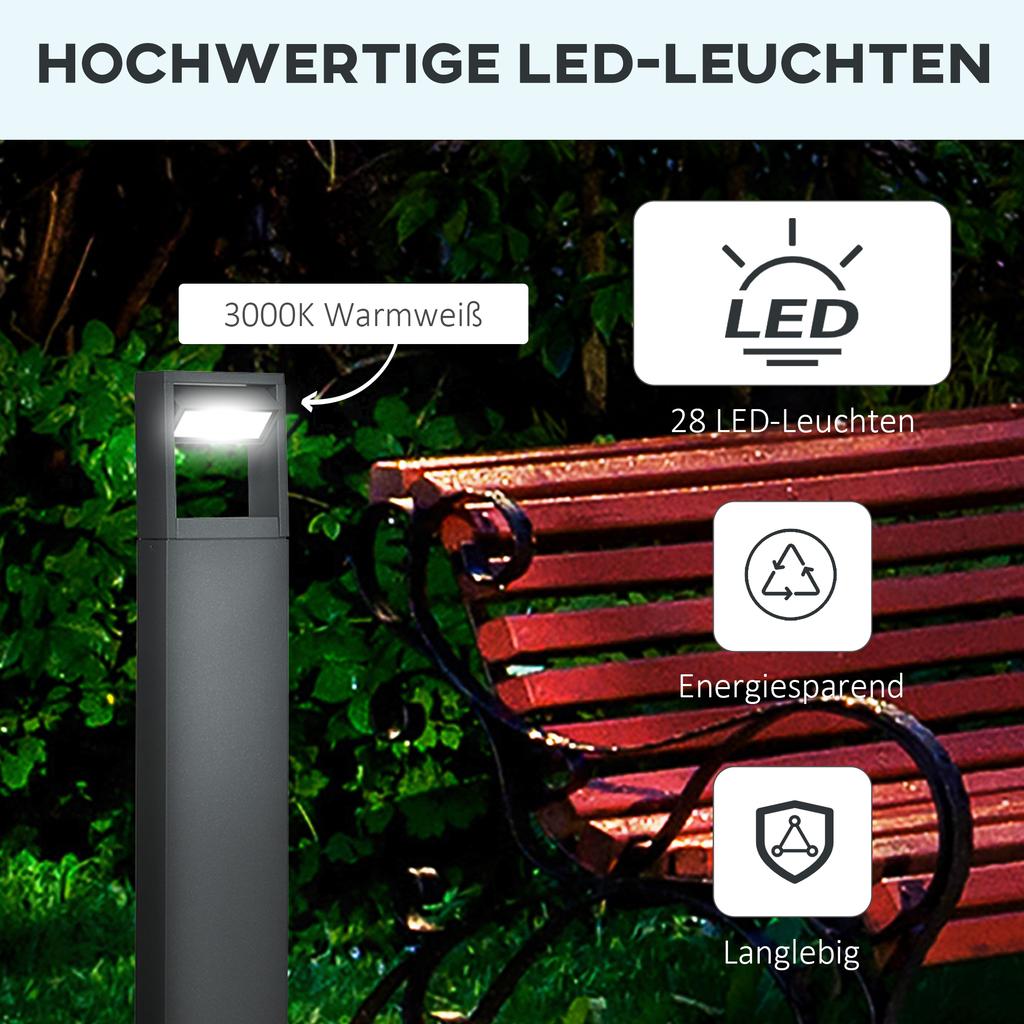 Garden Lamp, Path Light, Post Light with LEDs, Weather-Resistant, 16cm x 5cm x 90cm, Dark Grey