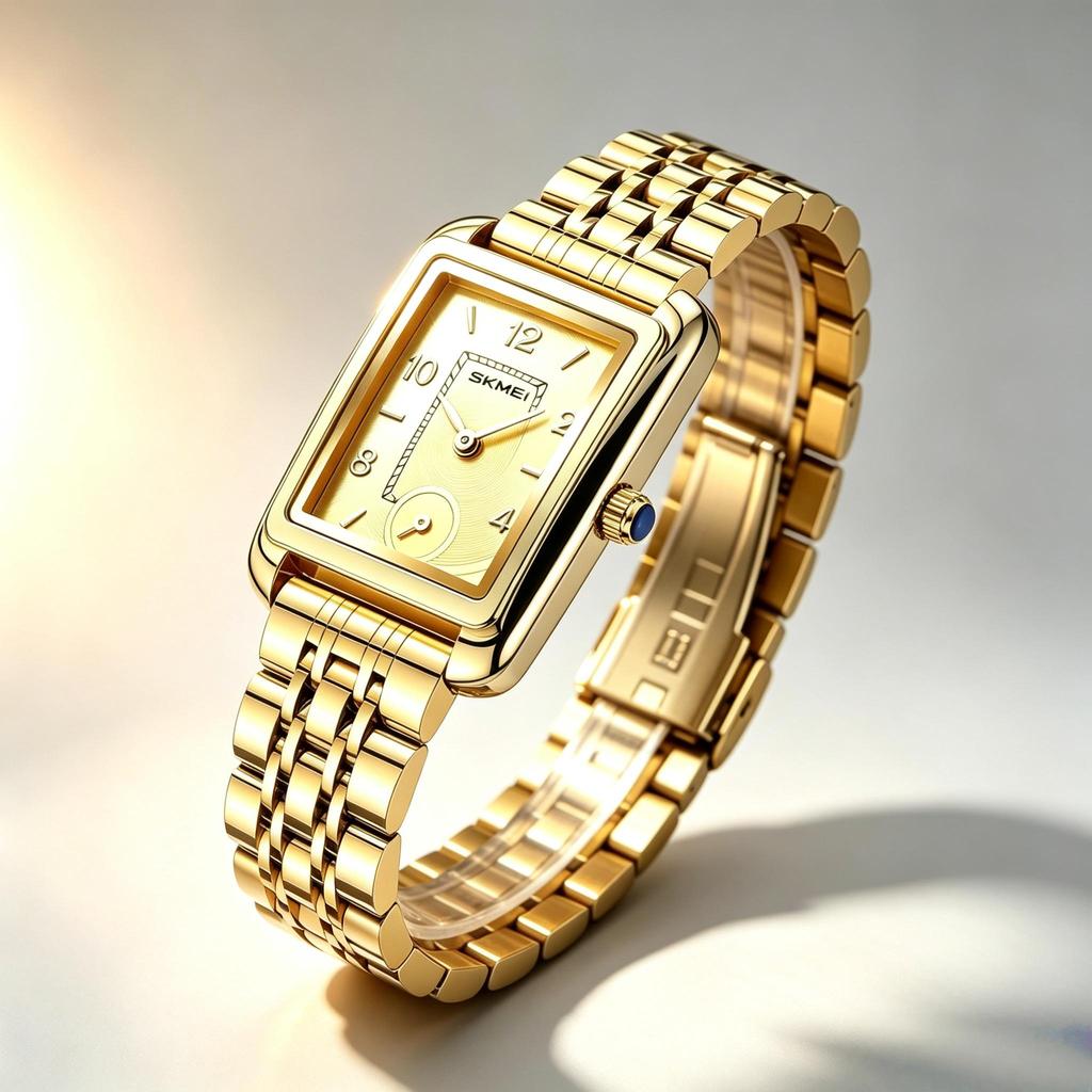 Damen-Quarzuhr SKMEI Quadratisch Gold Edelstahl 2670