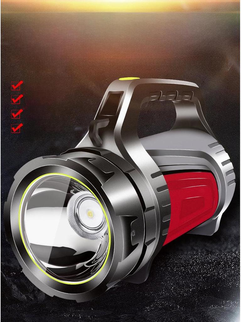 COB LED Work Light: Portable USB-Rechargeable Flashlight with Red Warning Light & Magnetic Base for Maintenance