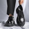 Modne Męskie Buty Oxford na Wiosnę Dla Dorosłych Sznurowane Biznesowe Gruba Podeszwa Skórzane Buty Luksusowa Marka Projektant Niskie Obcasy Brązowe Czarne Buty Codzienne