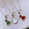V Gold 18K Rose Gold Calabash Necklace with Full Diamond Inlay - Elegant Clavicle Chain for Women
