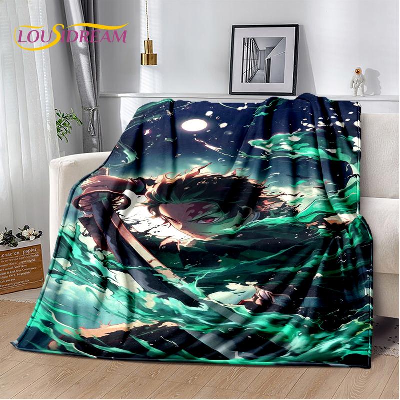 3D Demon Slayer Anime Kamado Nezuko Tanjirou Cartoon Blanket Soft Throw for Home Bedroom Bed Sofa Picnic Cover Child