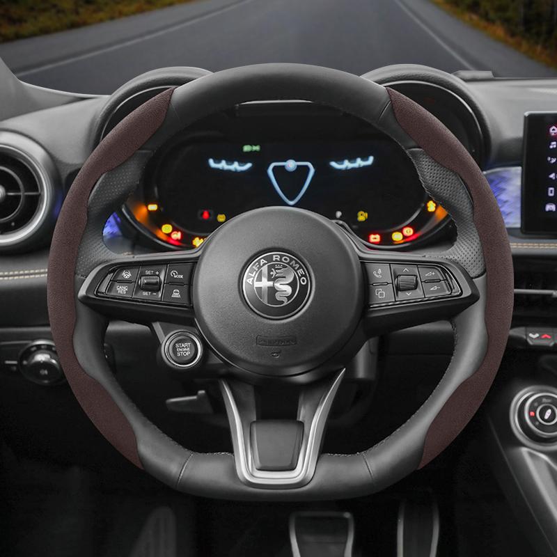 

Suitable for Alfa Romeo Anti-Slip Buckle Segmented Suede Steering Wheel Cover Suitable for 159 147 Gt Giulietta Mito