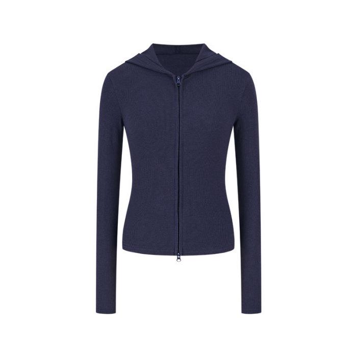 Korean Retro Double Zipper Hooded Sweatshirt Jacket - Women s Slim Fit Long Sleeve Autumn Top Small