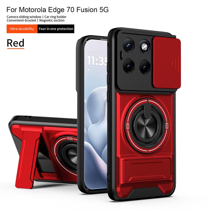 For Motorola Edge 70 Fusion 5G Case Armor Bracket Slide Lens Protector Funda For Moto Edge 70 Fusion Magnetic Holder Ring Cover