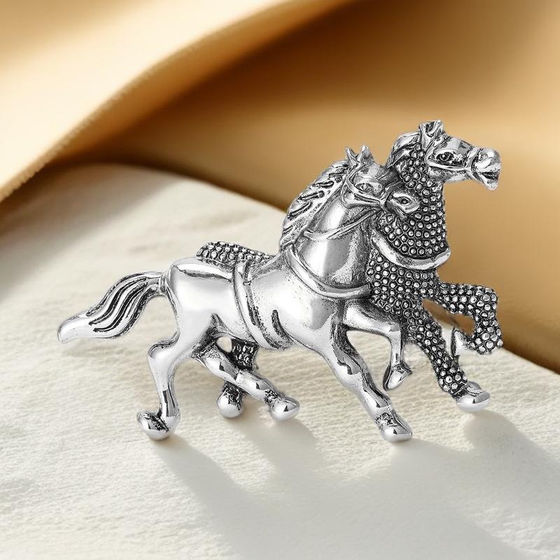 

1 Piece 2-Color Animal Party Casual Brooch Pins Vintage Running Horses Brooches For Women Men Diy Accessories Gifts A2