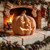 Regalos Pensados para Halloween Portavelas de Calabaza, Linterna de Resina Portavelas de Té con Centros de Mesa Festivos Cara Tallada para Chimenea de Granja de Otoño