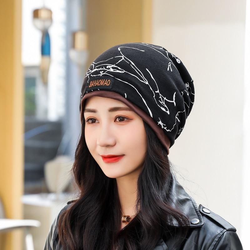 Fashionable Printed Crochet Hat Autumn Winter Warmth Comfort Women's Headscarf Postpartum Hat