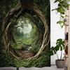 Enchanting Forest Portal Shower Curtain For A Mystical And Inviting Bathroom, Featuring An Intricate Design Of Twisting Tree