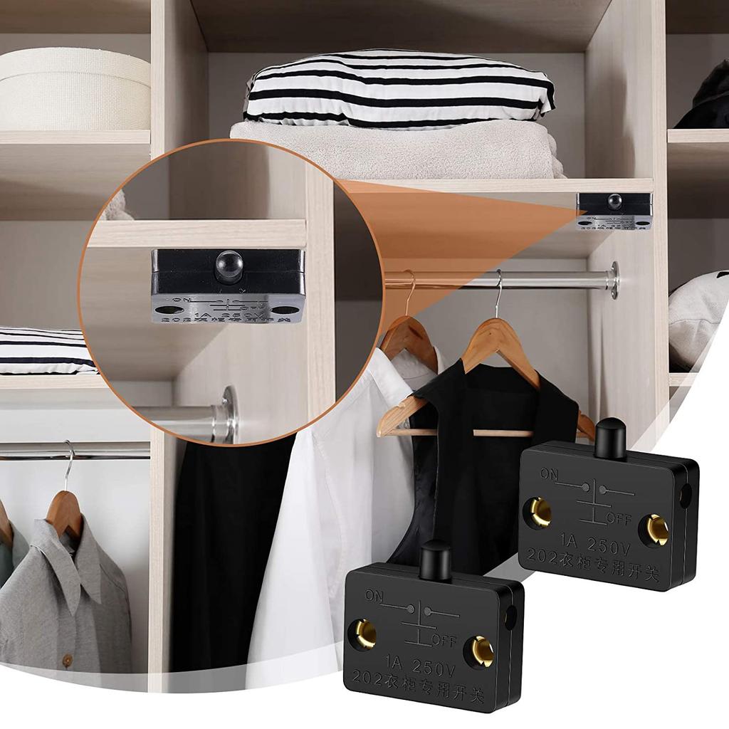 BHBL 8 Pieces Cabinet Lamp Switch Automatic Door Switch Contact Switch for Wardrobe Applicable To 12V 24V 110V(Black)