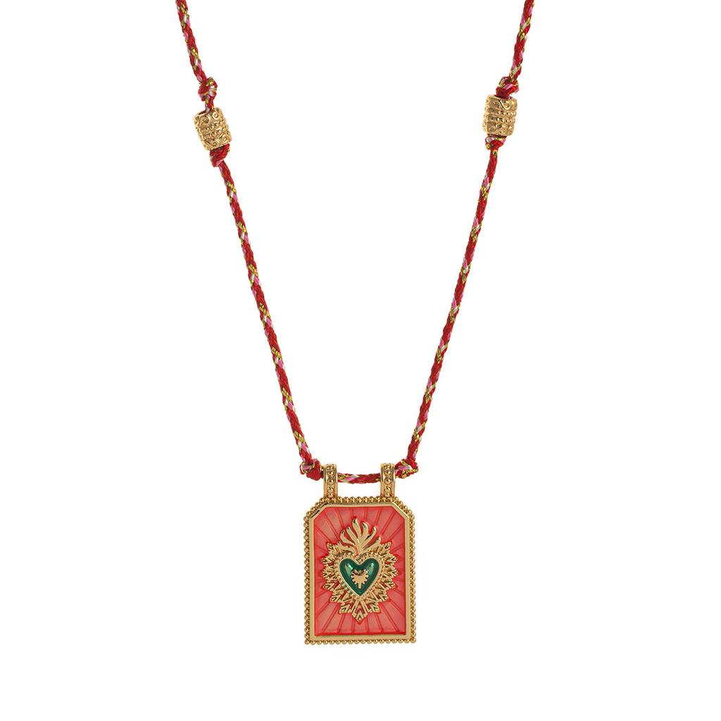 Stylish And Simple Color Rope Love Tarot Pendant Necklace Lucky Bead Chain Gold-Plated Color Retention