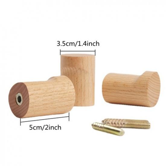 3Pcs Wooden Hooks Wall Mounted Hook Modern Coat Rack Room Hanging Hat Hook Decor