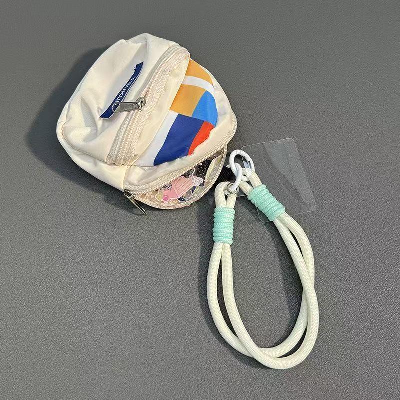 Trendy Colorful Soft Small Backpack with Coin Purse, Hand Strap & Contrasting Color Lanyard Pendant