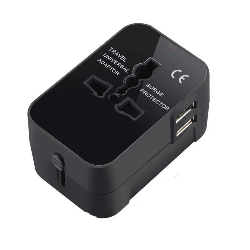 

Melery Universal Worldwide All in One Phone Charger Travel Wall AC Power Plug Adapter Dual USB Charging Ports for USA EU UK AU Universal Adapter чорний