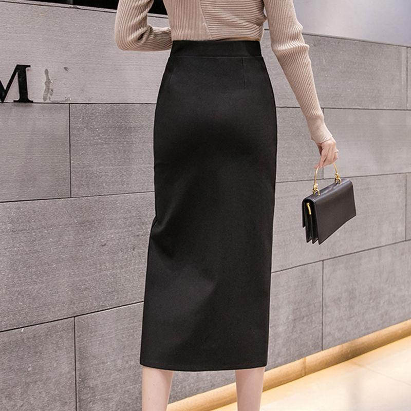 Hip Skirt Women Sexy Irregular Tight High Waist Mid-calf Split Zipper Club Casual Home Office Skirts