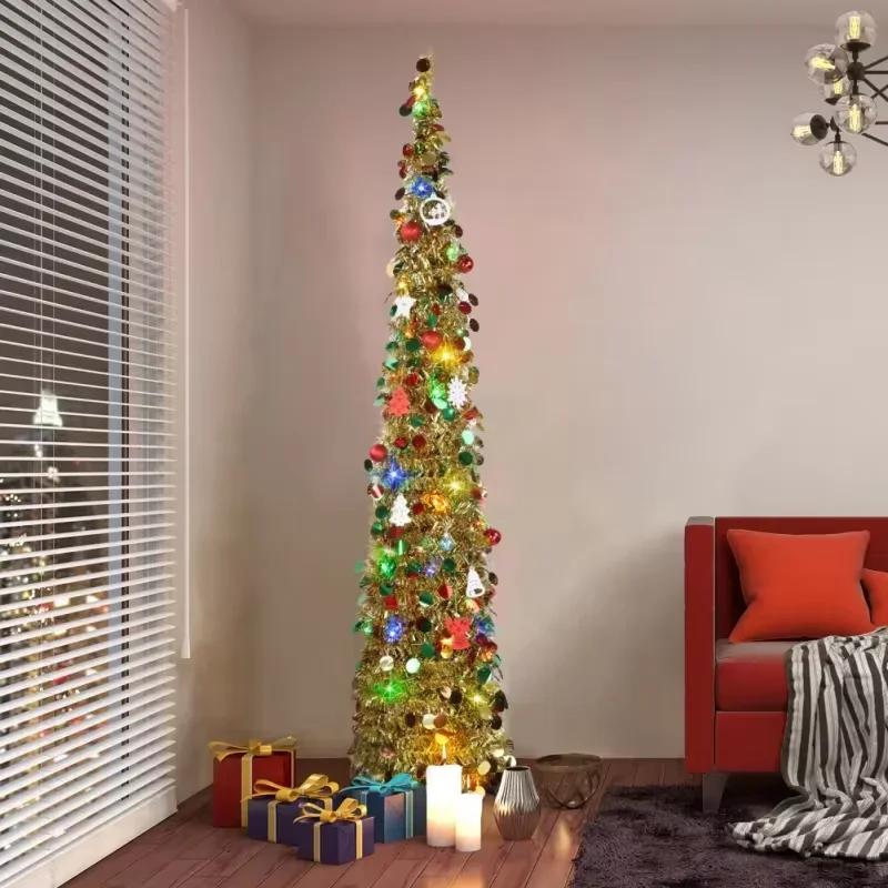 150cm Artificial Christmas Tree Decorations ,Pencil Xmas Tree for Home Party Office Fireplace Holiday Decorations